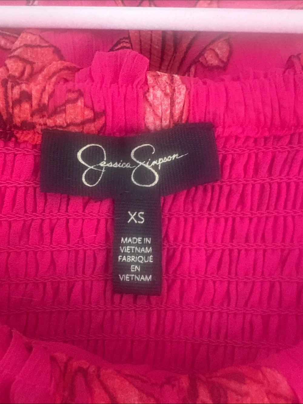 Jessica Simpson Fuchsia Pink Floral Off-Shoulder Blouse XS - Picture 5 of 6